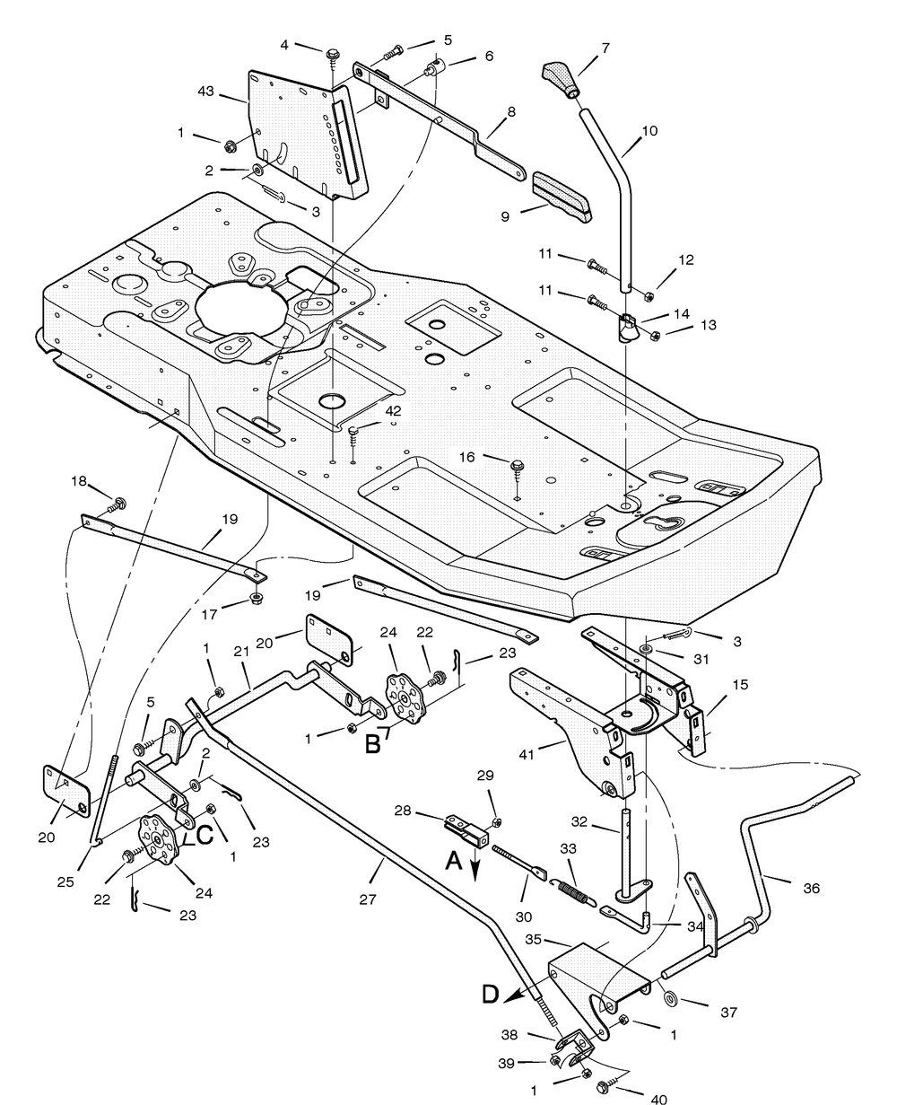 Mower Housing Suspension Diagram and Parts List for 30560X70D 1996 Briggs and Stratton Lawn Tractor
